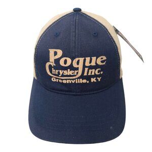 Pogue Chrysler Flexfit S/M Cap Trucker Baseball Hat Greenville KY Blue Beige